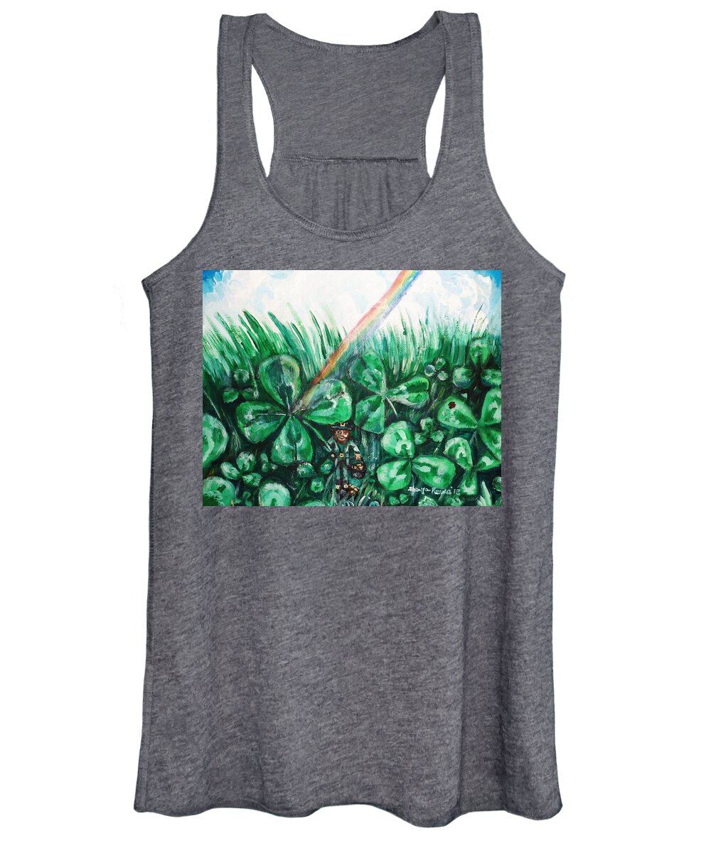 Shamrock Women's Tank Top featuring the painting Some Where Under The Rainbow by Shana Rowe Jackson