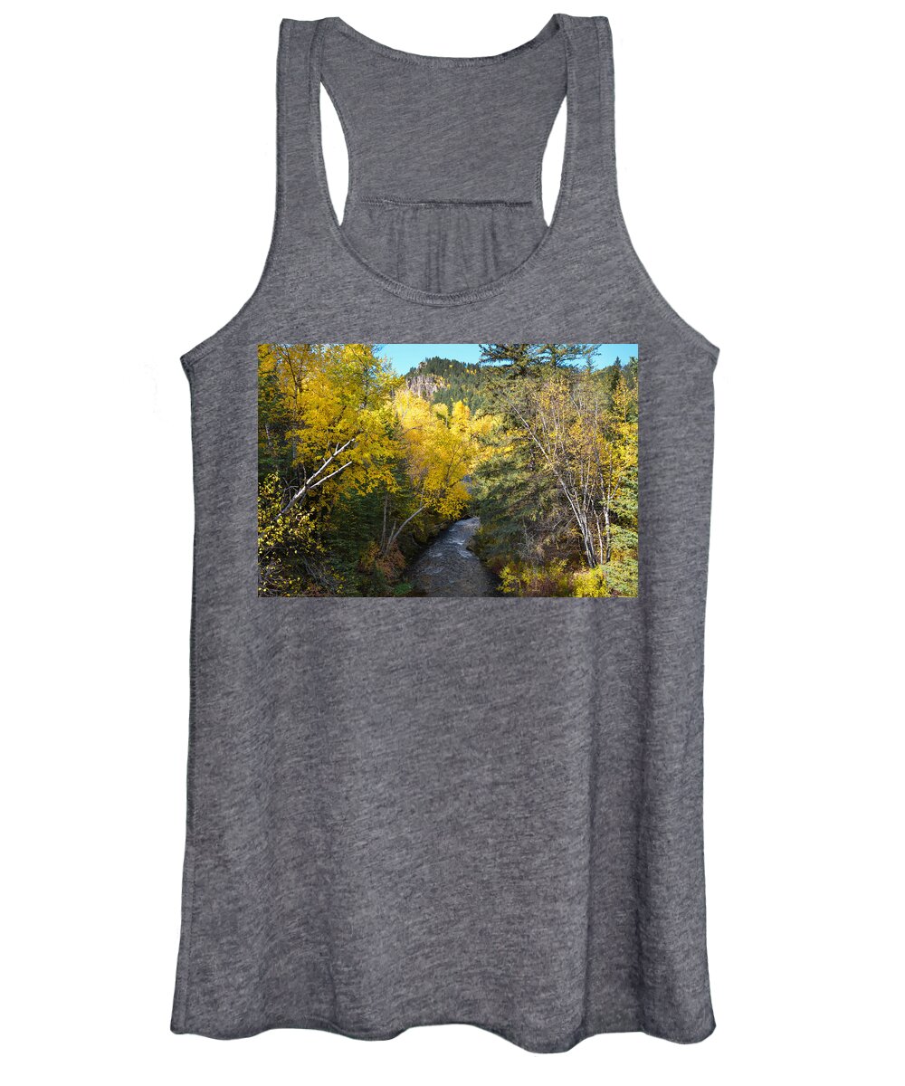 Dakota Women's Tank Top featuring the photograph Spearfish Creek in Fall Foliage by Greni Graph