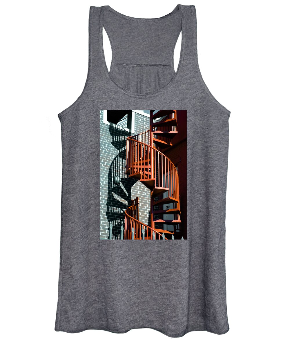 Art Women's Tank Top featuring the photograph Spiral Stairs - color by Darryl Dalton