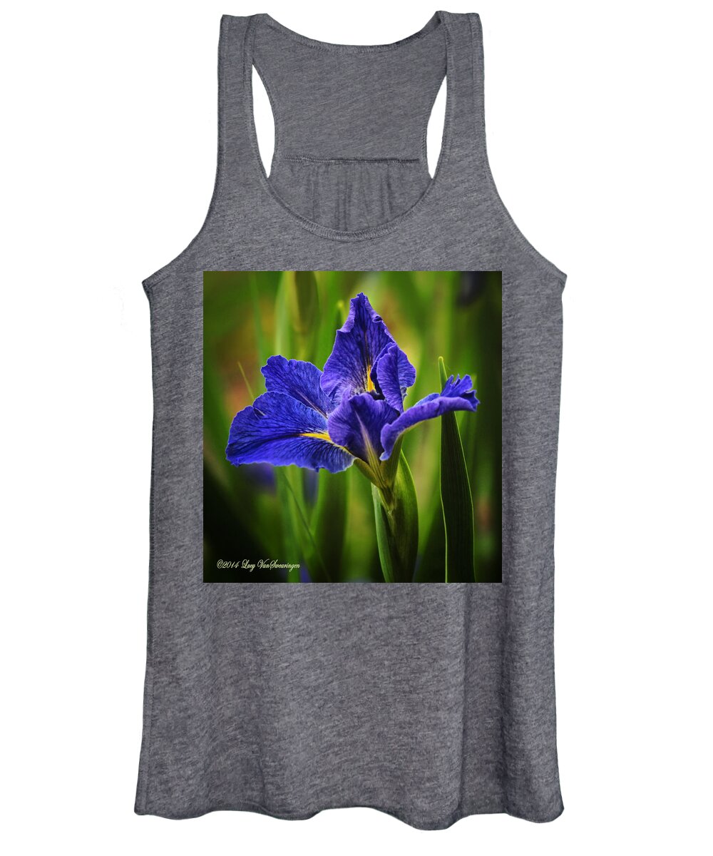 Spring Women's Tank Top featuring the photograph Spring Blue Iris by Lucy VanSwearingen
