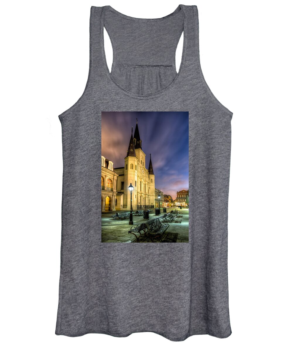Tim Stanley Women's Tank Top featuring the photograph St. Louis Cathedral at Dawn by Tim Stanley