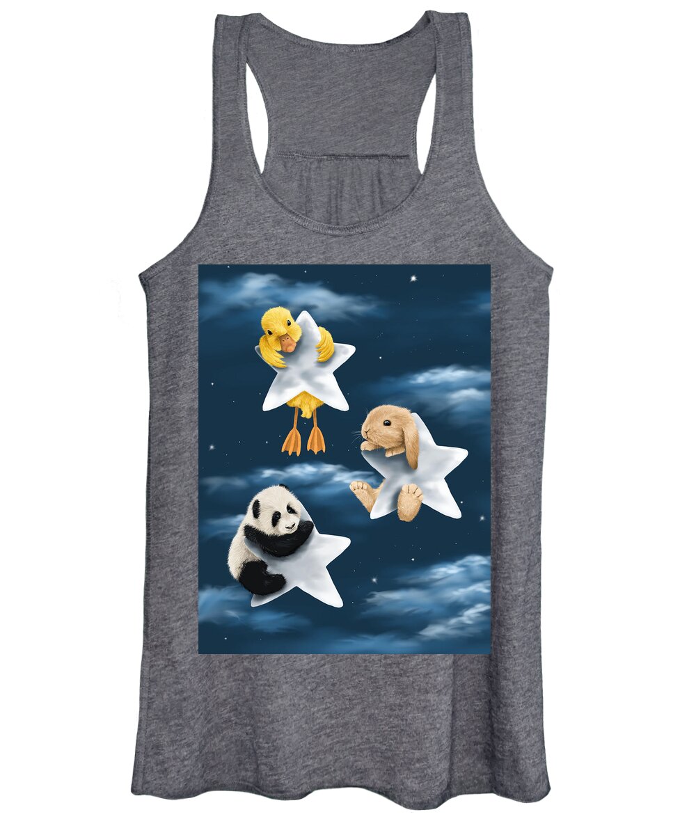 Animals Women's Tank Top featuring the painting Star games by Veronica Minozzi