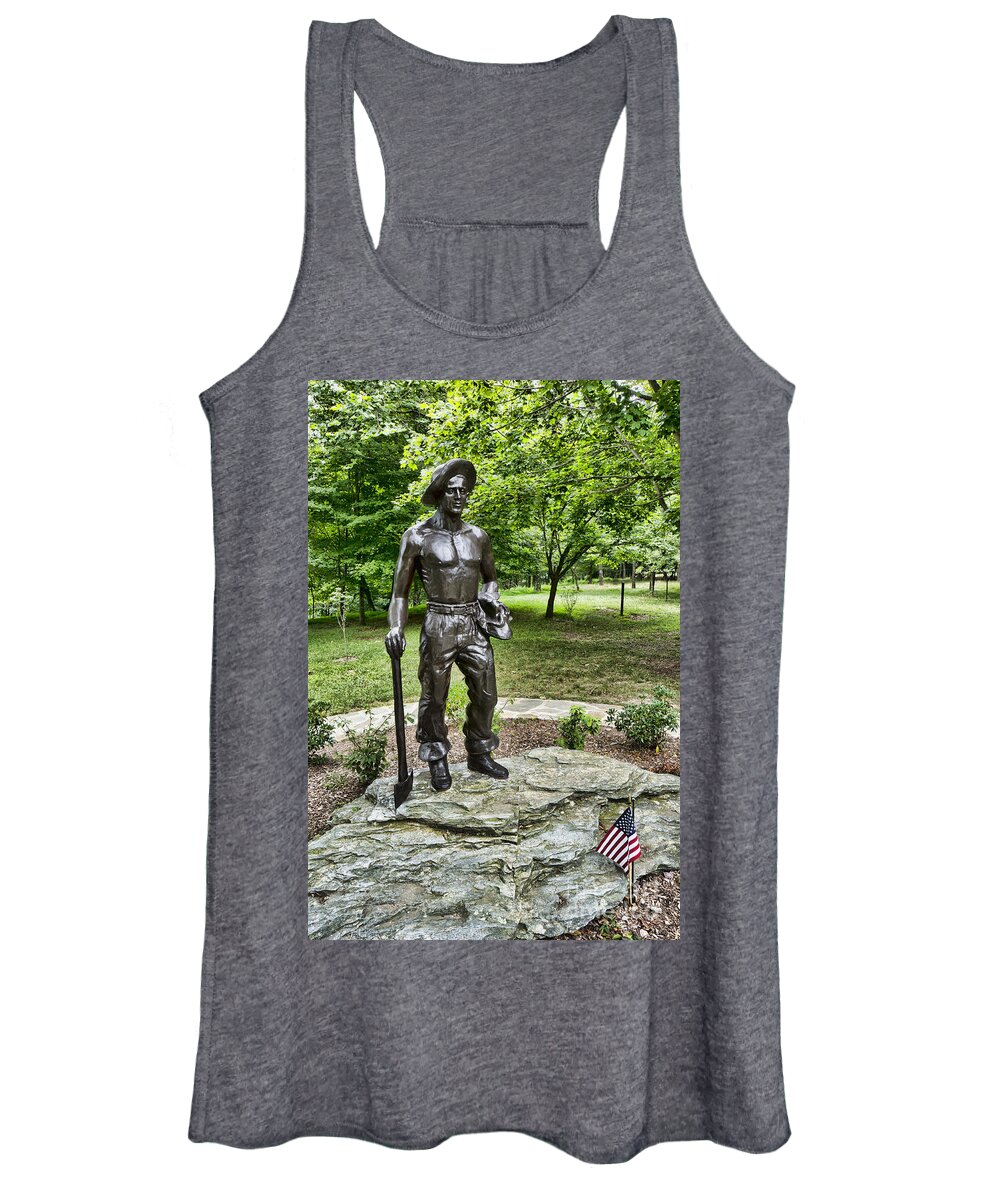 Ccc Boy Women's Tank Top featuring the photograph Statue of a CCC Boy at Gambrill State Park in Maryland by William Kuta
