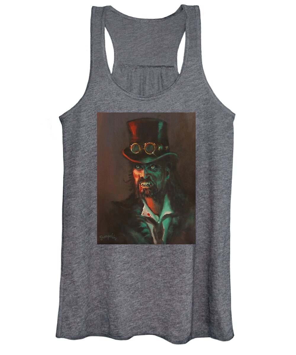  Cyberpunk Women's Tank Top featuring the painting Steampunk Vampire by Tom Shropshire
