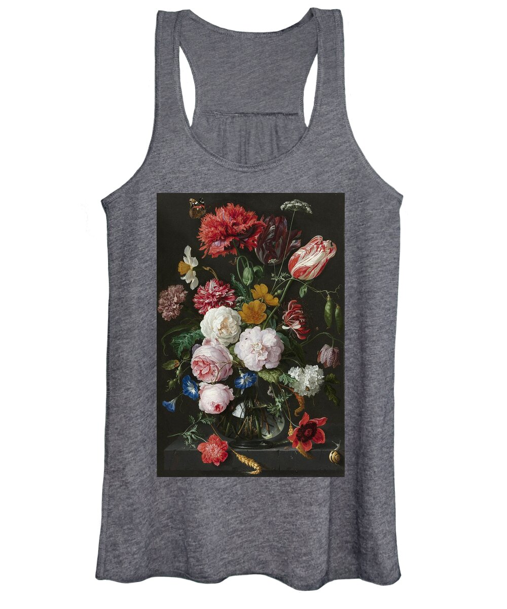 Flowers In Vase Women's Tank Top featuring the painting Still Life With Flowers in Glass Vase by Jan Davidsz de Heem