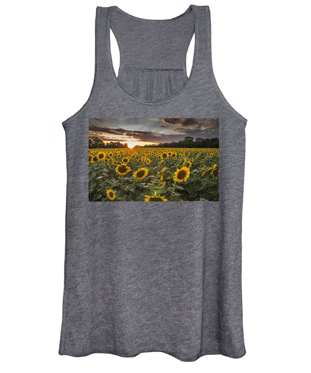 Sunflowers Women's Tank Top featuring the photograph Sunflowers at Sunset by Valerie Brown