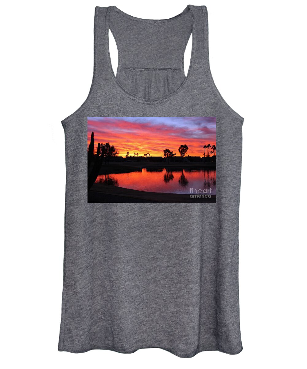 Sunsets/sunrises Women's Tank Top featuring the photograph Sunrise at Polly's by Bob Hislop
