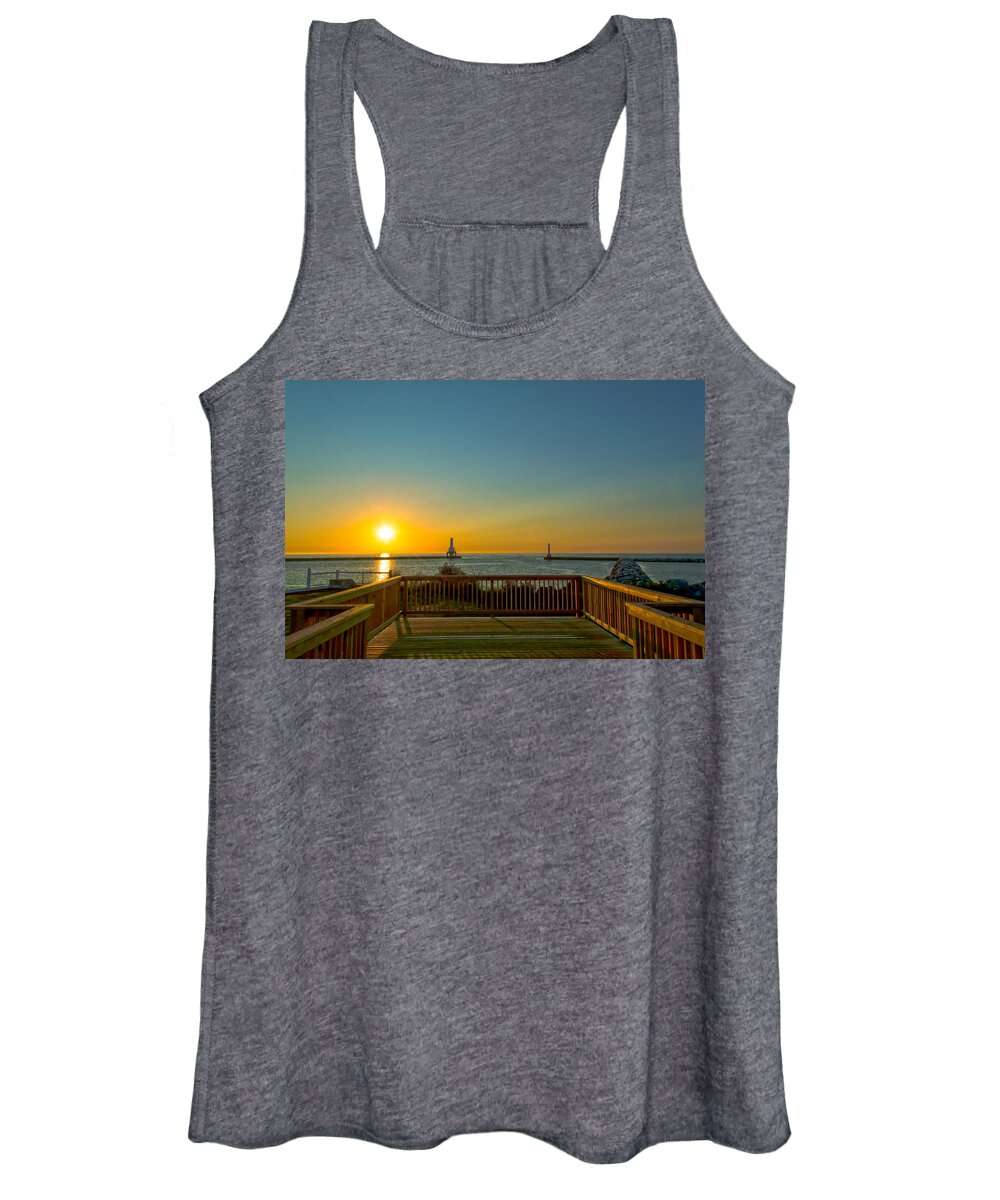 Sunrise Women's Tank Top featuring the photograph Sunrise Deck by James Meyer