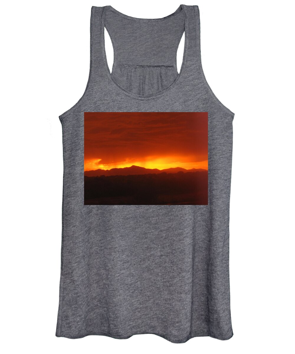 Diane Strain Women's Tank Top featuring the painting Sunset Beneath the Storm Clouds #3 by Diane Strain