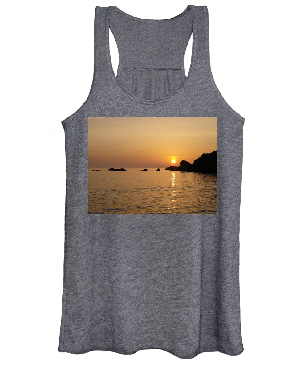 Sunset Women's Tank Top featuring the photograph Sunset Crooklets Beach Bude Cornwall by Richard Brookes