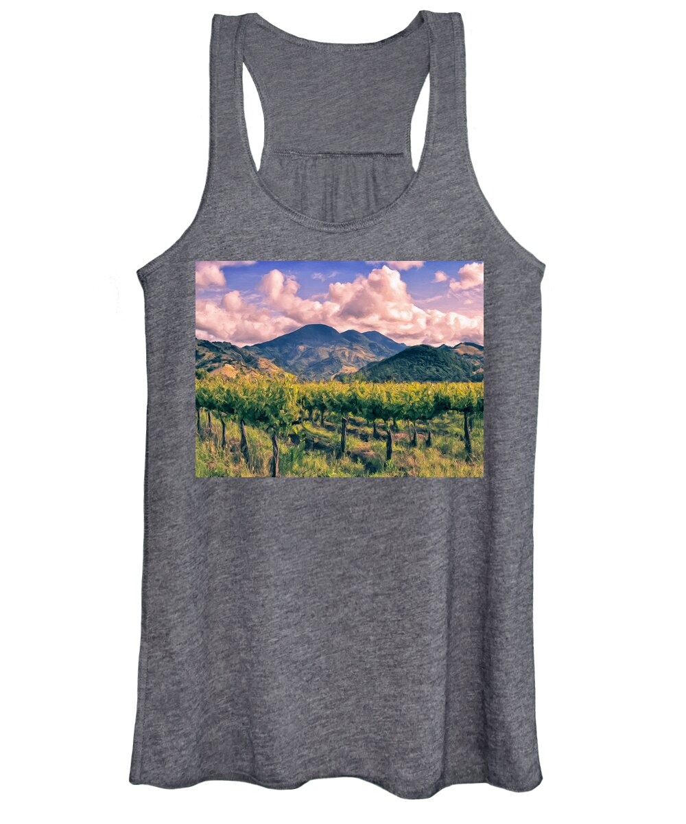 Napa Women's Tank Top featuring the painting Sunset in Napa Valley by Dominic Piperata