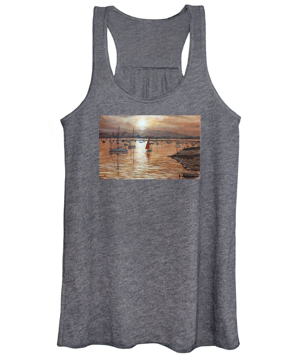 Estuary Women's Tank Top featuring the painting Sunset over The Exe Estuary Exmouth Devon by Mackenzie Moulton
