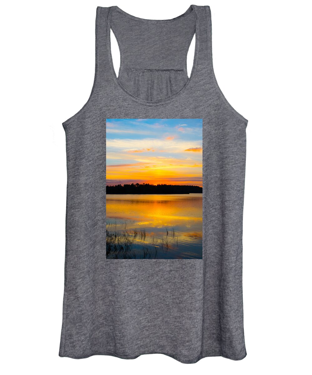 Sunset Women's Tank Top featuring the photograph Sunset Over The Lake by Parker Cunningham