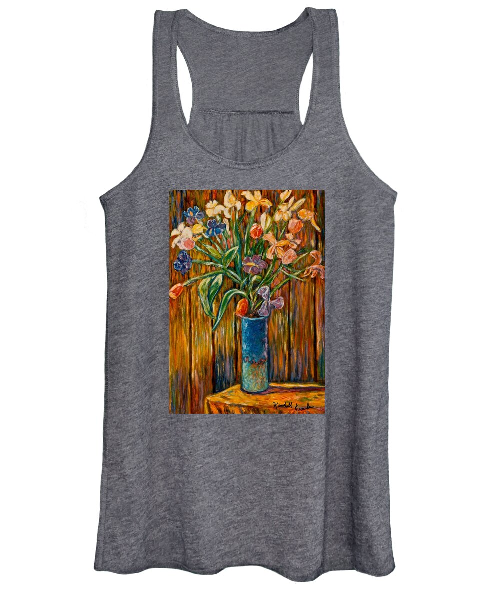 Vase Of Flowers Women's Tank Top featuring the painting Tall Blue Vase by Kendall Kessler