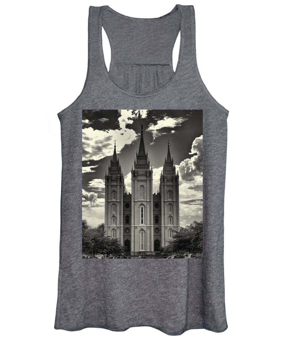 Joshua House Photography Women's Tank Top featuring the photograph Temple Square Black and White by Joshua House