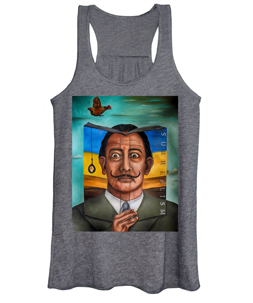 Dali Women's Tank Top featuring the painting The Book Of Surrealism edit 2 by Leah Saulnier The Painting Maniac