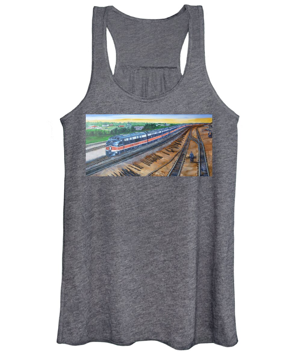 Train Women's Tank Top featuring the painting The City of New Orleans by Bryan Bustard
