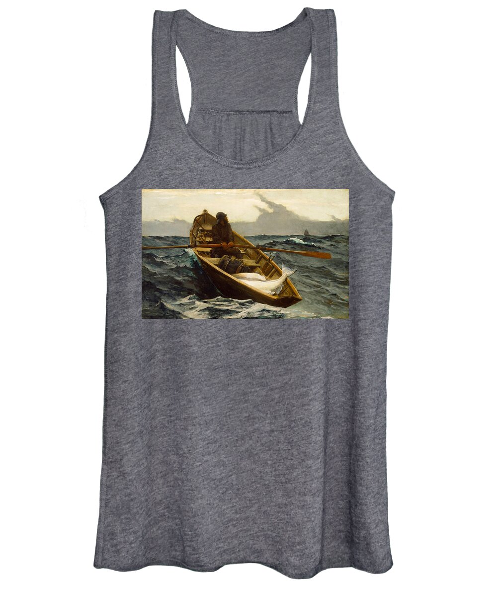 Winslow Homer Women's Tank Top featuring the painting The Fog Warning by Winslow Homer