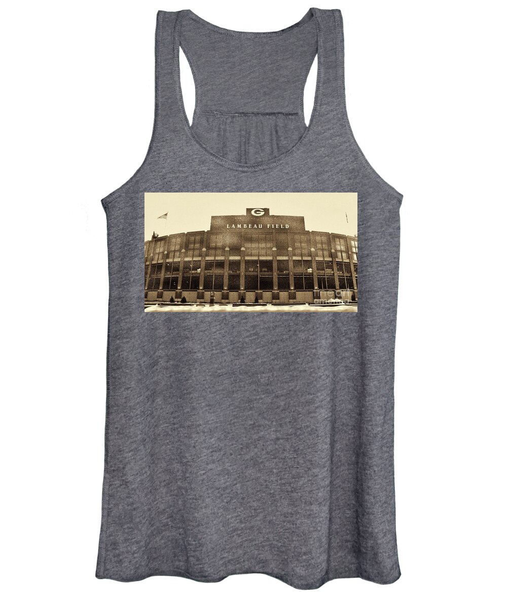 Lambeau Field Women's Tank Top featuring the photograph The Frozen Tundra by Tommy Anderson