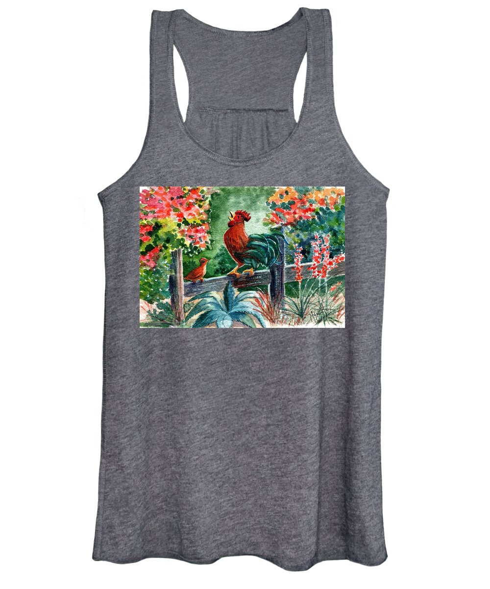 Chickens Women's Tank Top featuring the painting The Lesson by Marilyn Smith