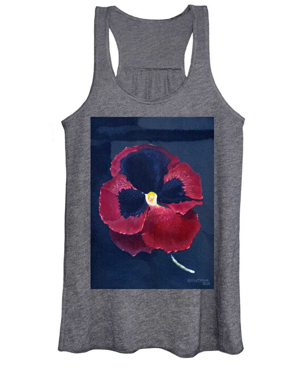 Crimson Women's Tank Top featuring the painting The Pansy by Katherine Miller