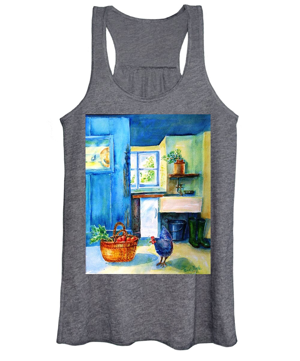 Kitchen Women's Tank Top featuring the painting The Scullery by Trudi Doyle