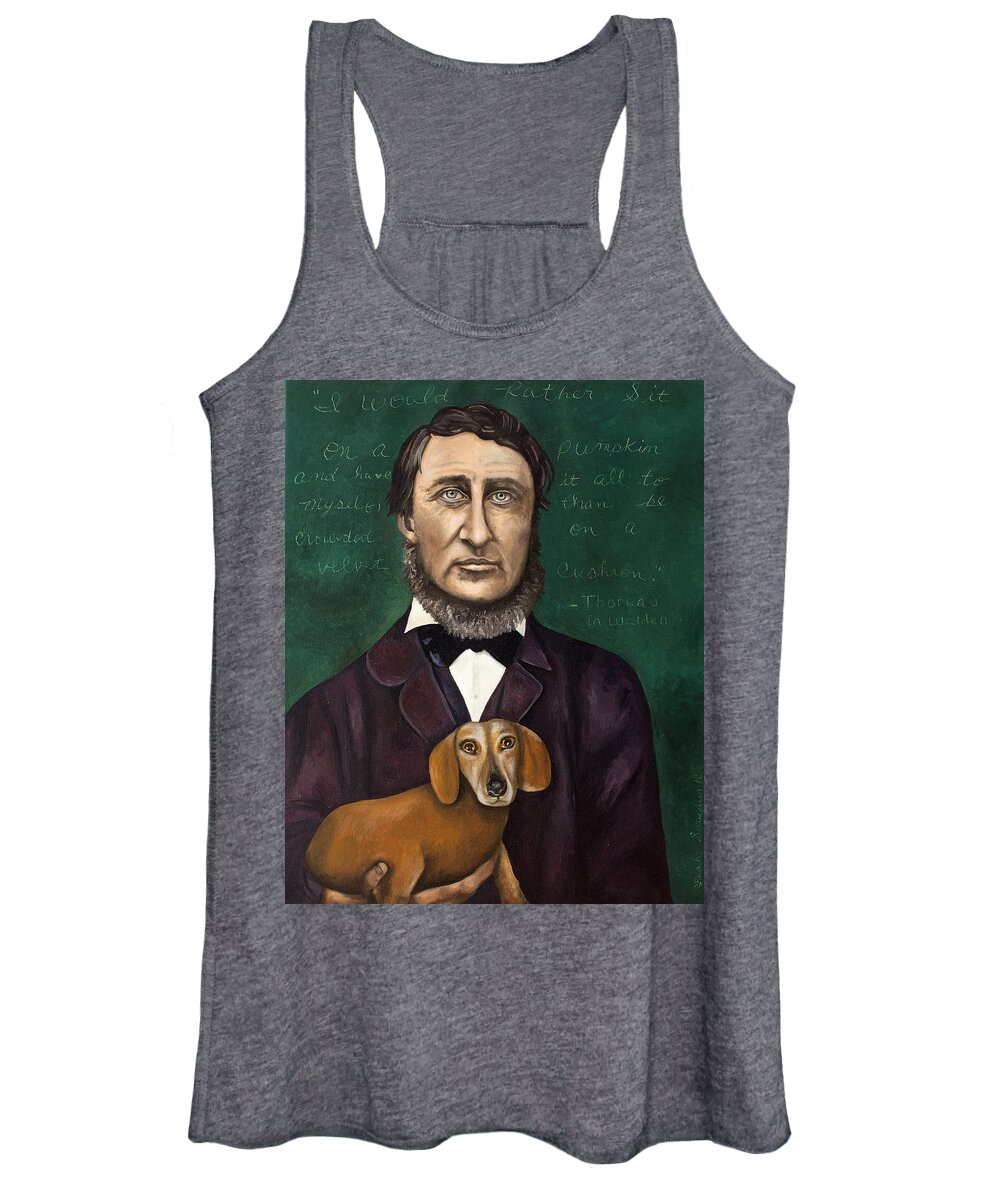 Henry David Thoreau Women's Tank Top featuring the painting Thoreau With Louis Le Bref by Leah Saulnier The Painting Maniac