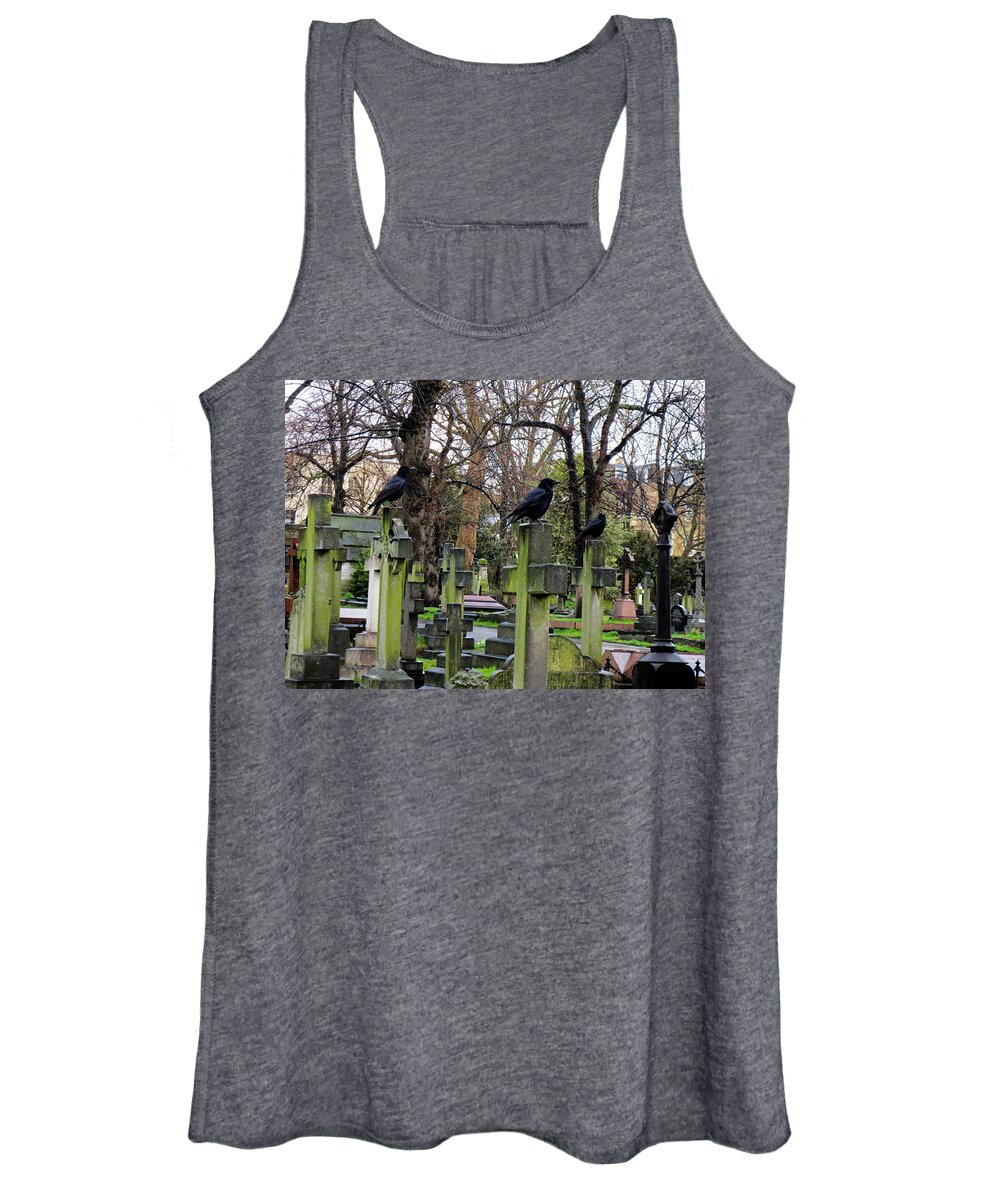 Brompton Cemetery Women's Tank Top featuring the photograph Three Ravens by Gia Marie Houck