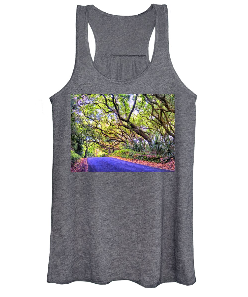 Tree Tunnel Women's Tank Top featuring the painting Tree Tunnel on the Big Island by Dominic Piperata