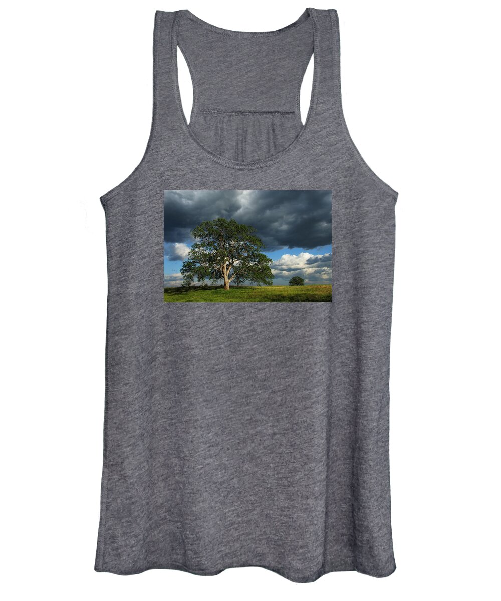 Tree Women's Tank Top featuring the photograph Tree With Storm Clouds by Robert Woodward