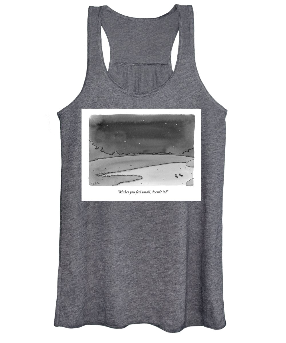 Makes You Feel Small Women's Tank Top featuring the drawing Two Ants Gaze Up At The Stars by Charlie Hankin