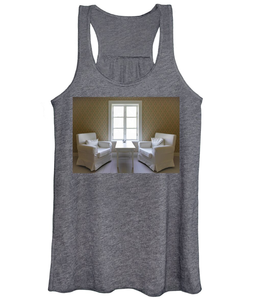 Architecture Women's Tank Top featuring the photograph Two Interior Chairs A Table And A Window by Jo Ann Tomaselli