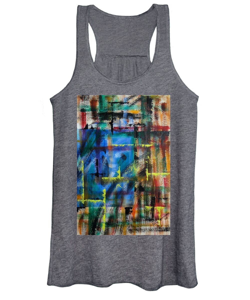 Art Women's Tank Top featuring the painting Blue Wall by Tamal Sen Sharma