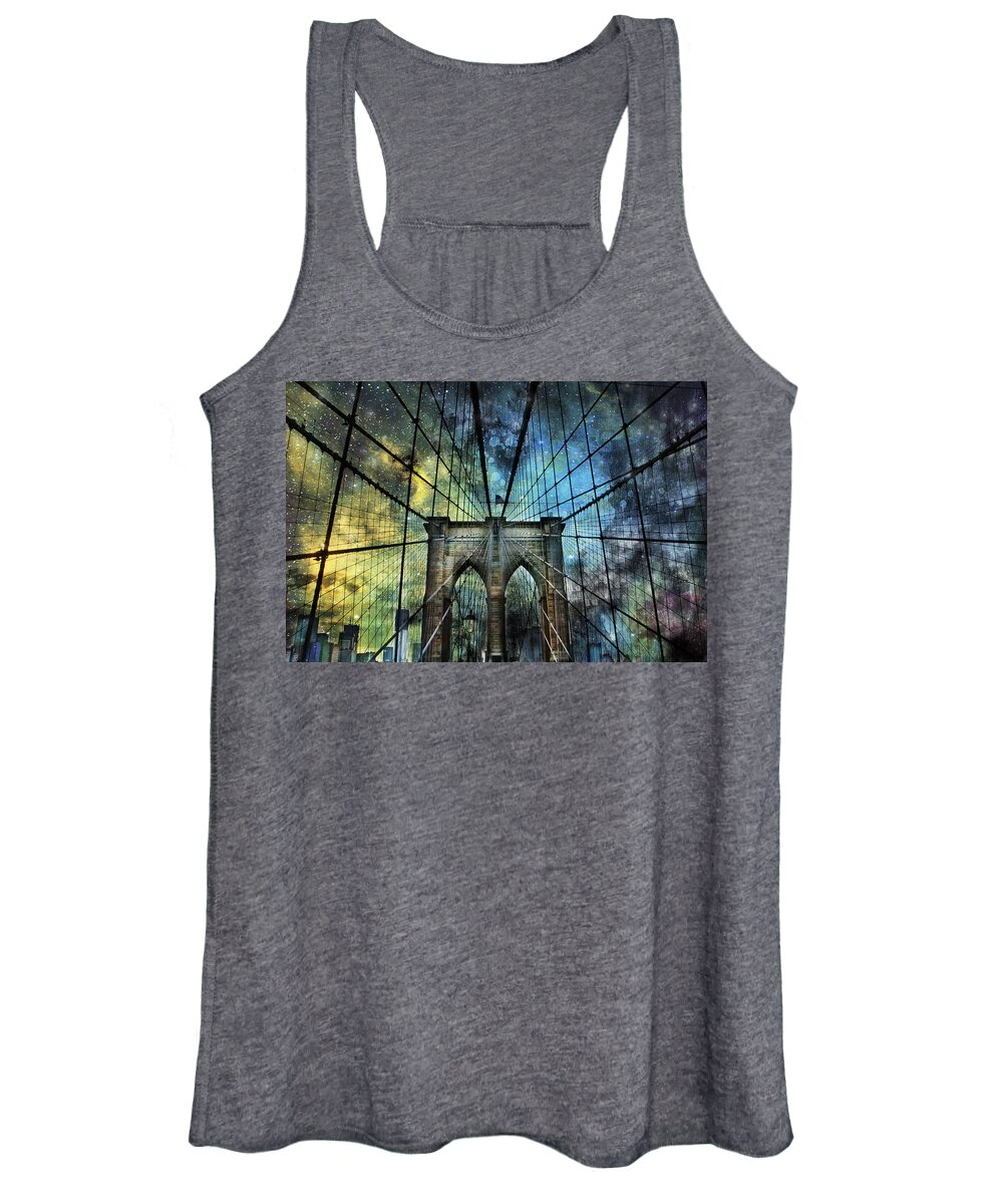 Evie Women's Tank Top featuring the photograph Universe and the Brooklyn Bridge by Evie Carrier
