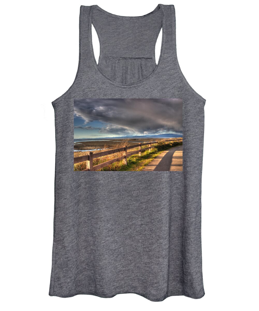 Fence Women's Tank Top featuring the photograph Waterfront Walkway by Randy Hall
