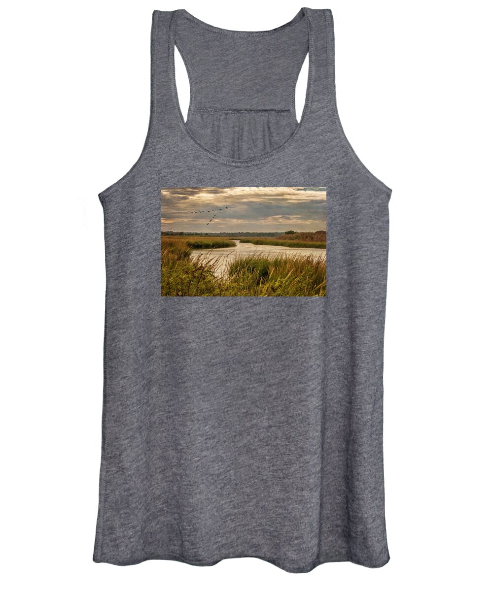 Marsh Women's Tank Top featuring the photograph Wetlands in September by Cathy Kovarik