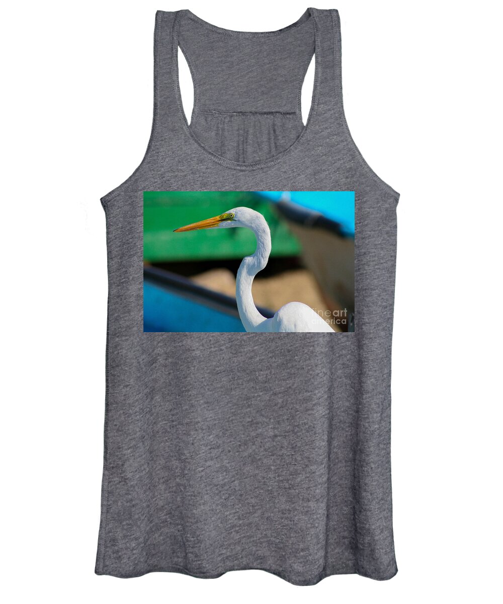 Egret Women's Tank Top featuring the photograph White Egret by SnapHound Photography