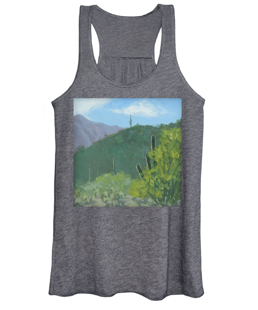 Cacti Women's Tank Top featuring the painting White Tank No.1 by Bill Tomsa