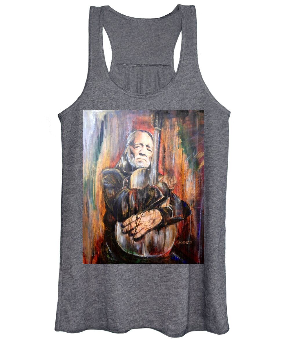  Women's Tank Top featuring the painting Willie Nelson by Robyn Chance