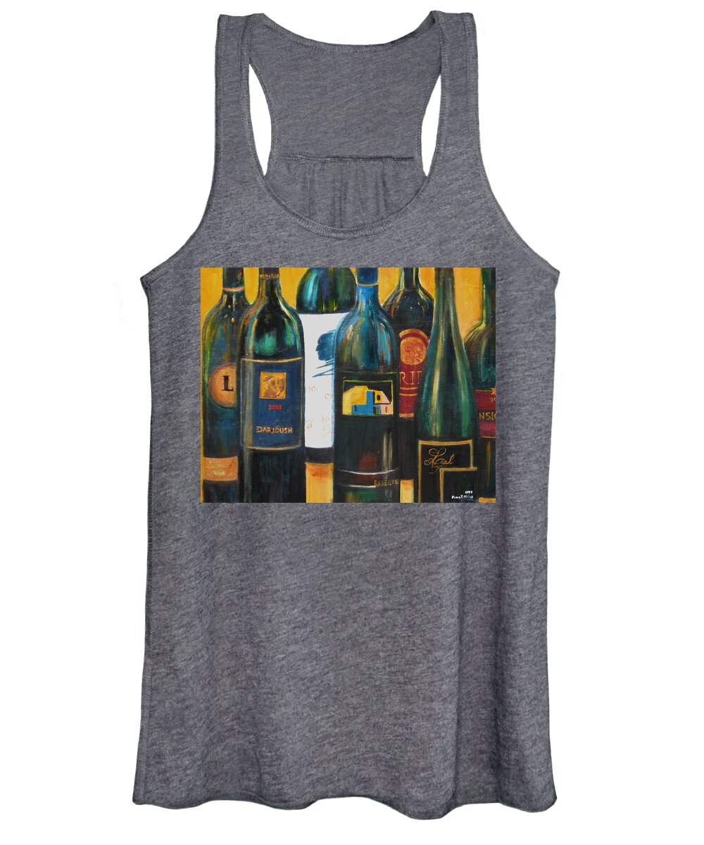 Wine Bottles Women's Tank Top featuring the painting Wine Bar by Sheri Chakamian