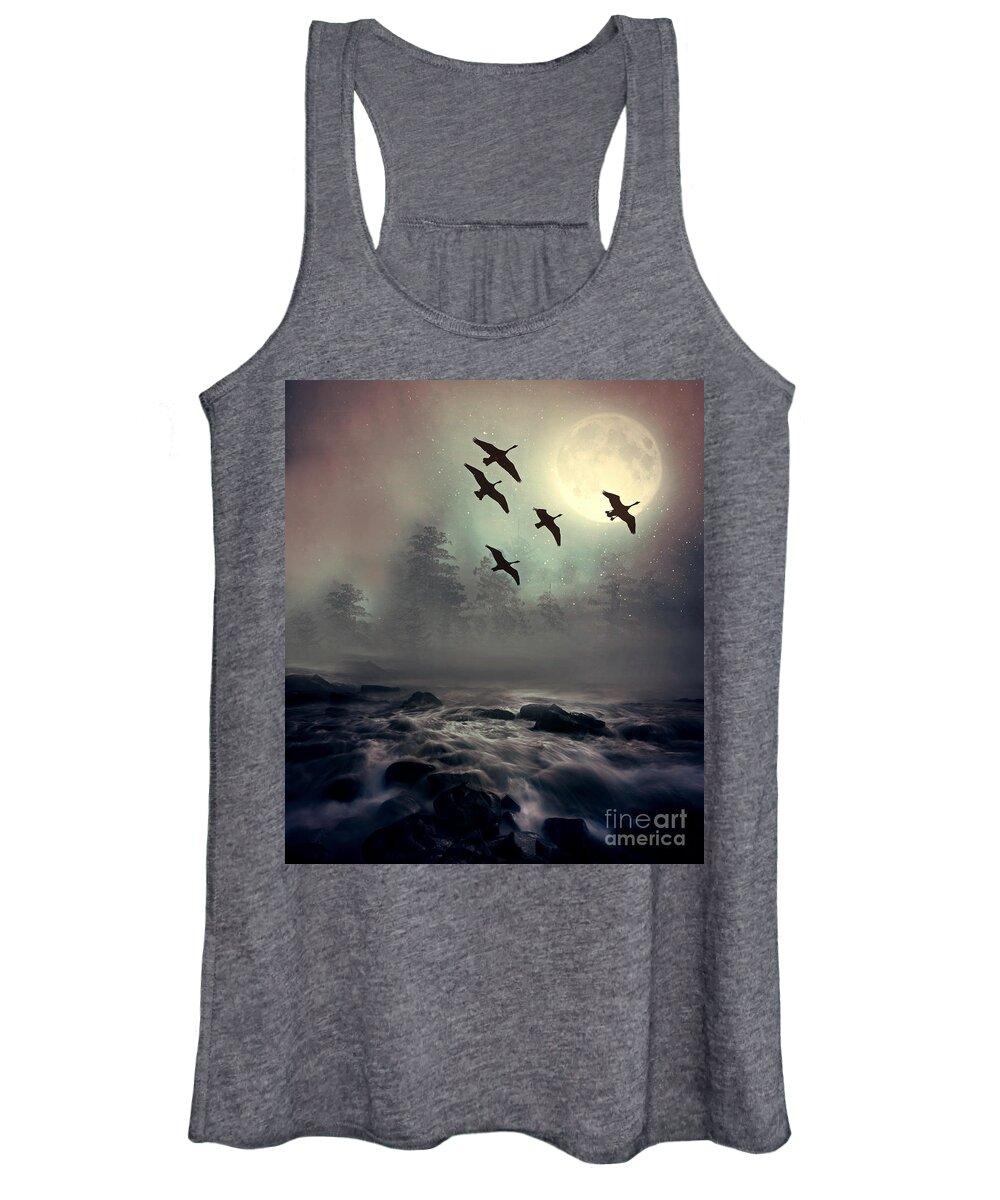 Geese Women's Tank Top featuring the photograph Winter Golden Hour by Andrea Kollo