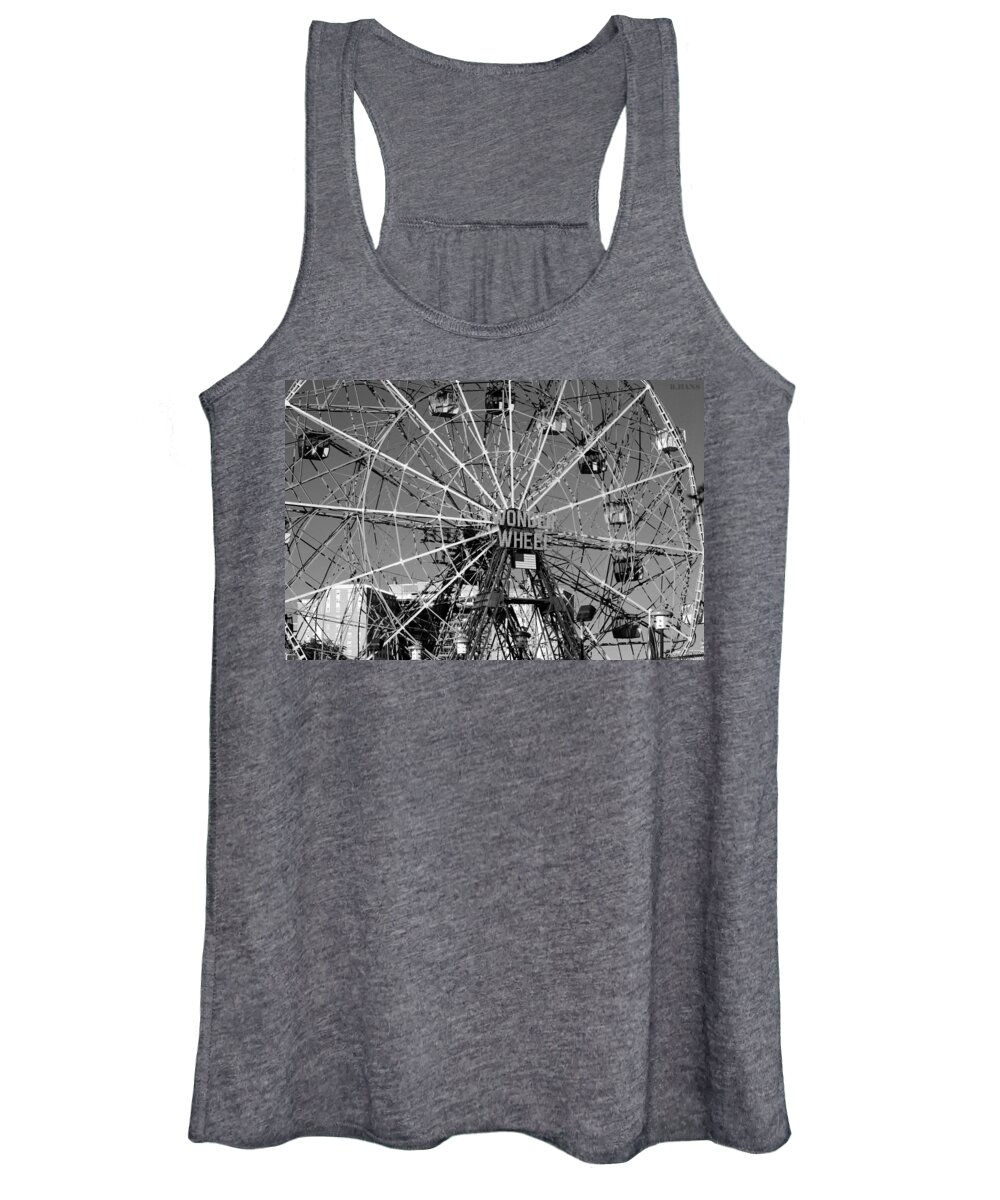 Brooklyn Women's Tank Top featuring the photograph WONDER WHEEL of CONEY ISLAND in BLACK AND WHITE by Rob Hans