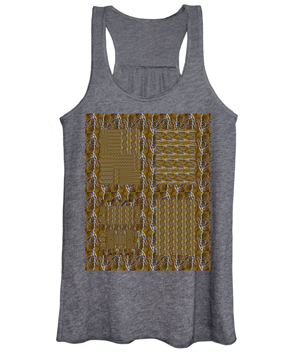 Tree Women's Tank Top featuring the photograph Woven Tree in Blue and Gold Sampler by Jodie Marie Anne Richardson Traugott     aka jm-ART