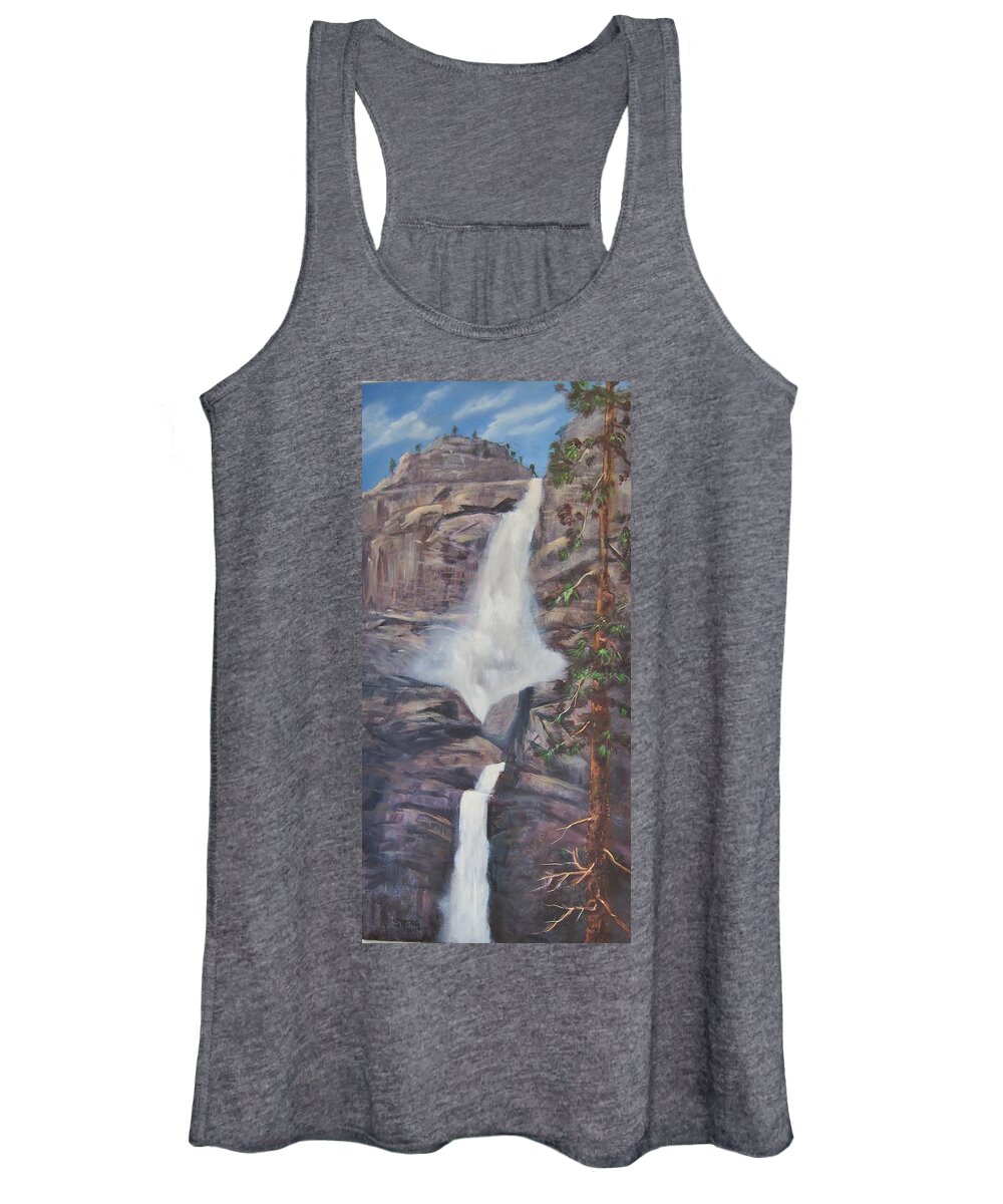 Waterfalls Women's Tank Top featuring the painting Yosemite Falls by Sherry Strong