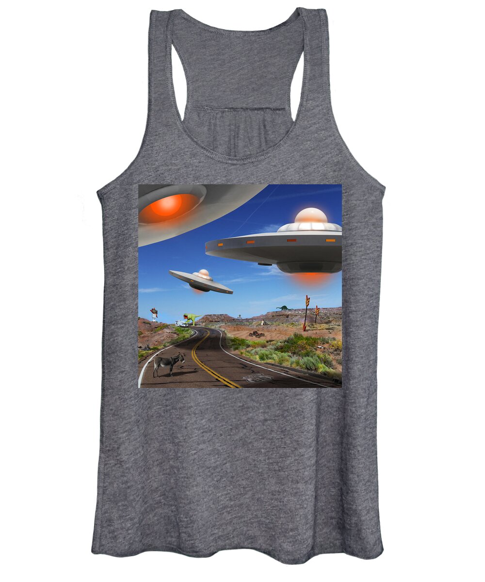 Surrealism Women's Tank Top featuring the photograph You Never Know What You will See On Route 66 2 by Mike McGlothlen
