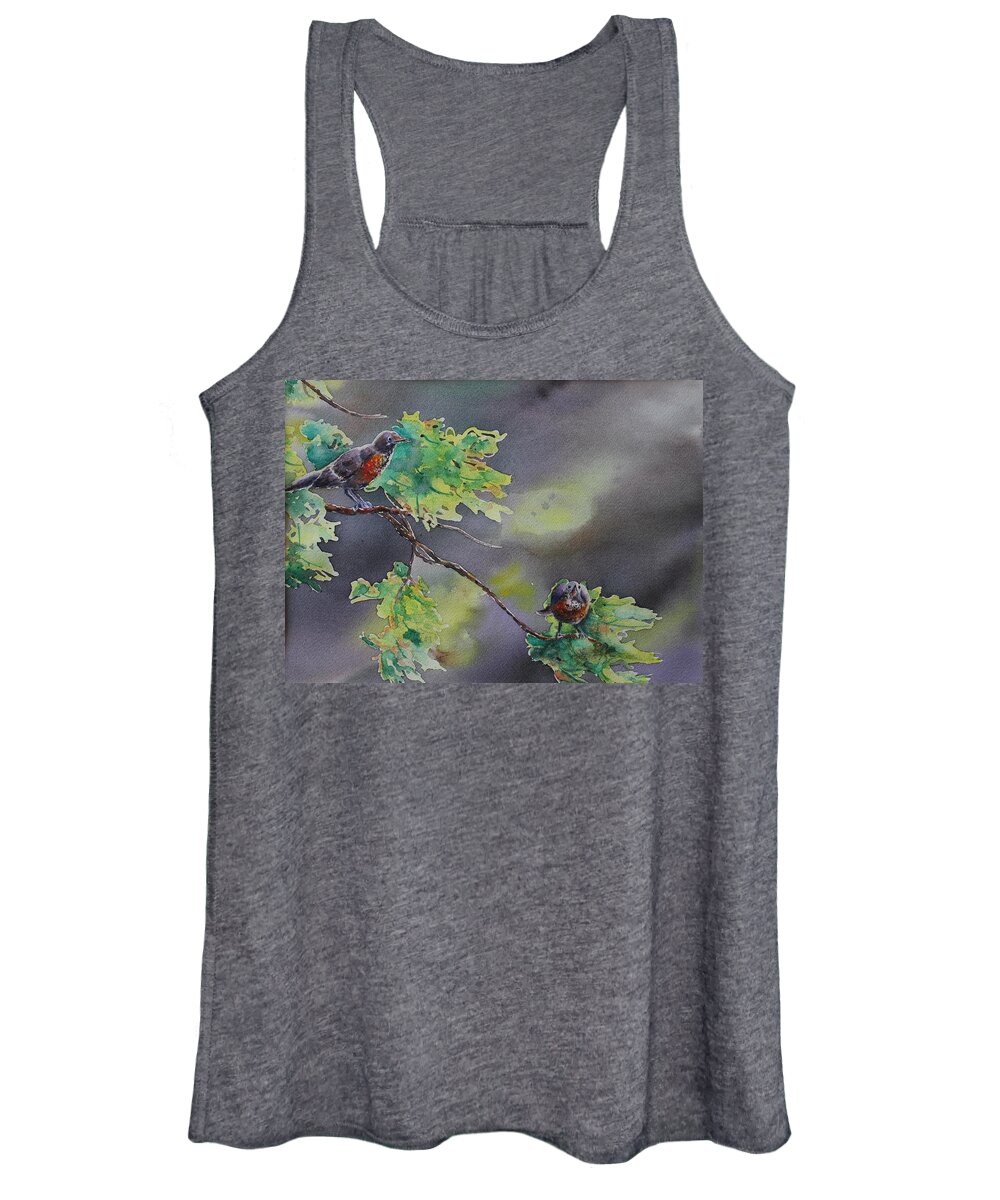 Robin Women's Tank Top featuring the painting Ready for Take Off by Ruth Kamenev