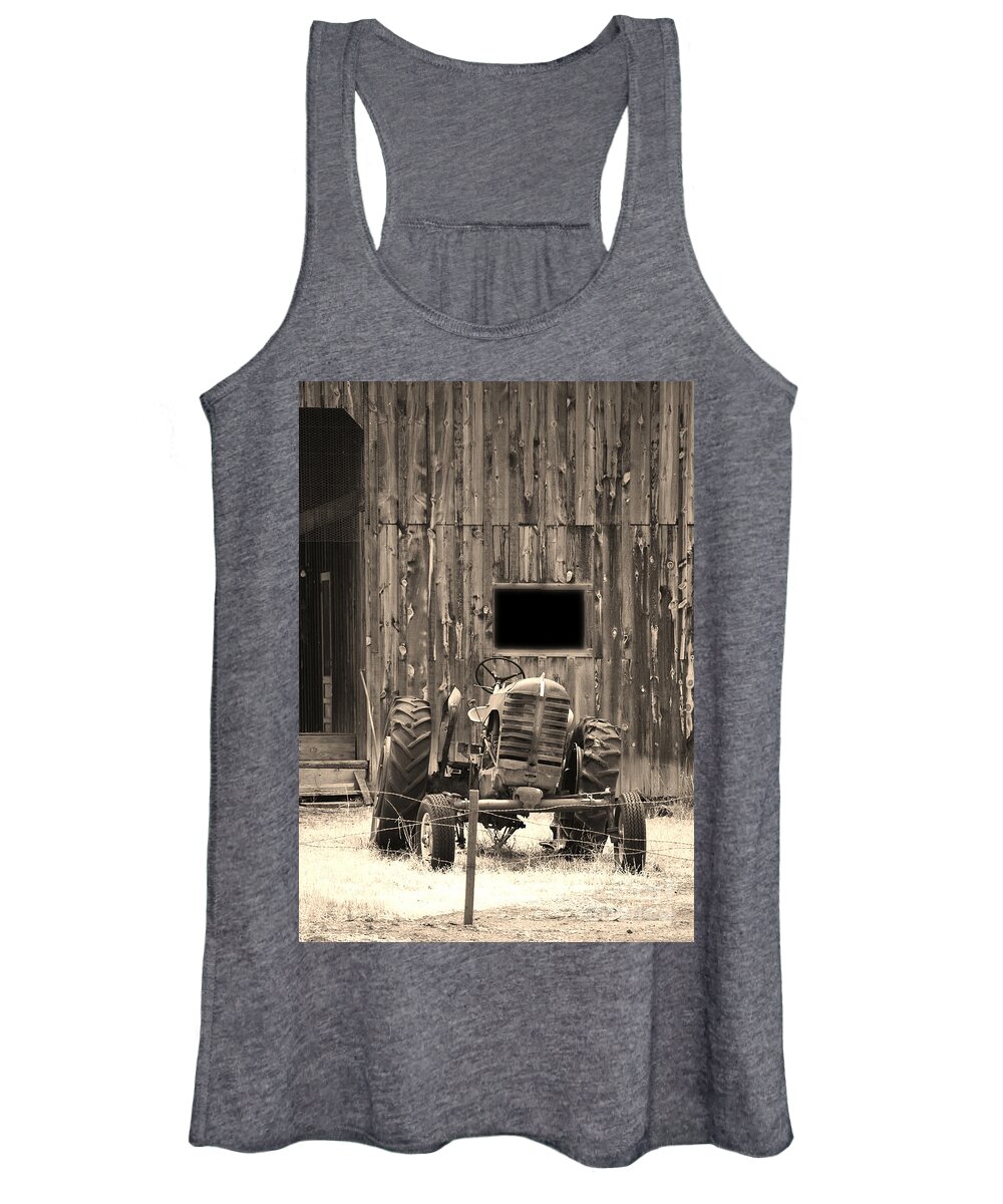 Fine Art Women's Tank Top featuring the photograph Tractor and The Barn #1 by Donna Greene