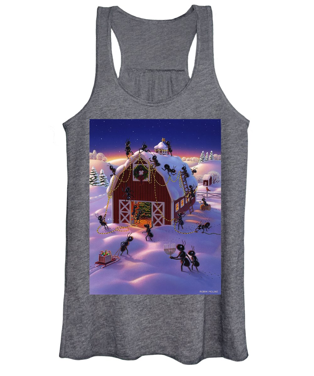  Ants Women's Tank Top featuring the painting Christmas Decorator Ants by Robin Moline