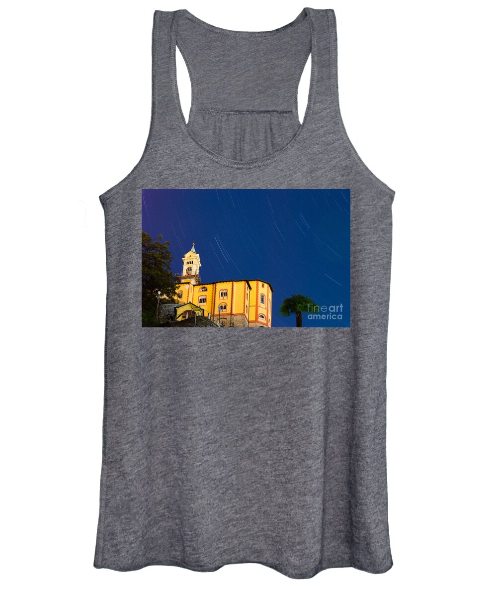 Church Women's Tank Top featuring the photograph Church with star trails by Mats Silvan