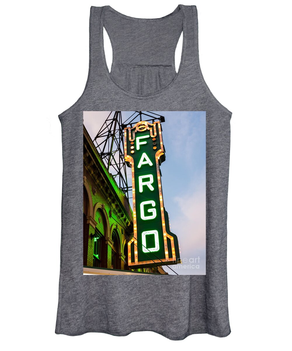 America Women's Tank Top featuring the photograph Fargo Theatre Marquee at Night Photo by Paul Velgos
